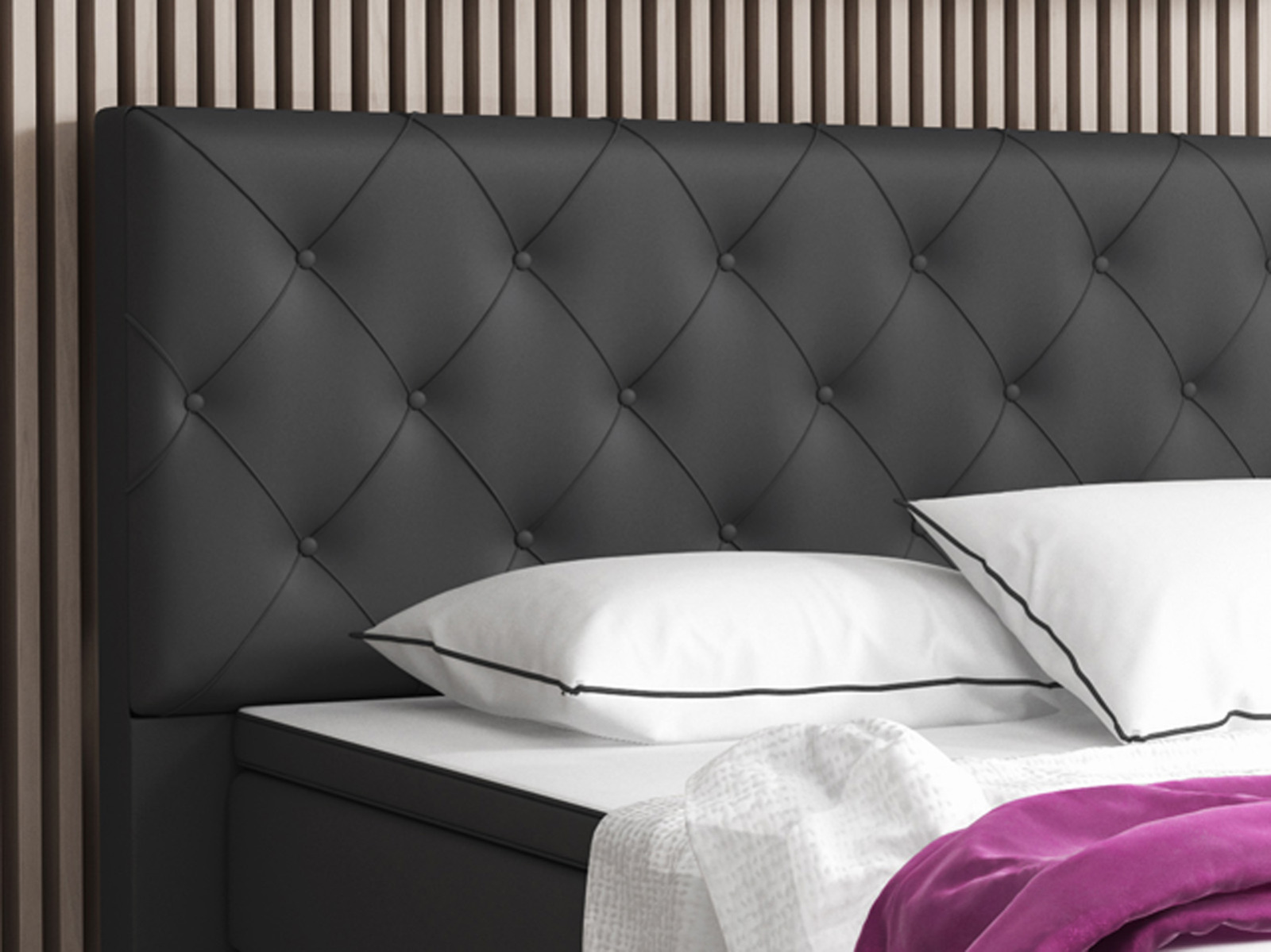 Boxspringbett - anthrazit - Kunstleder - H3 - 180x200 cm