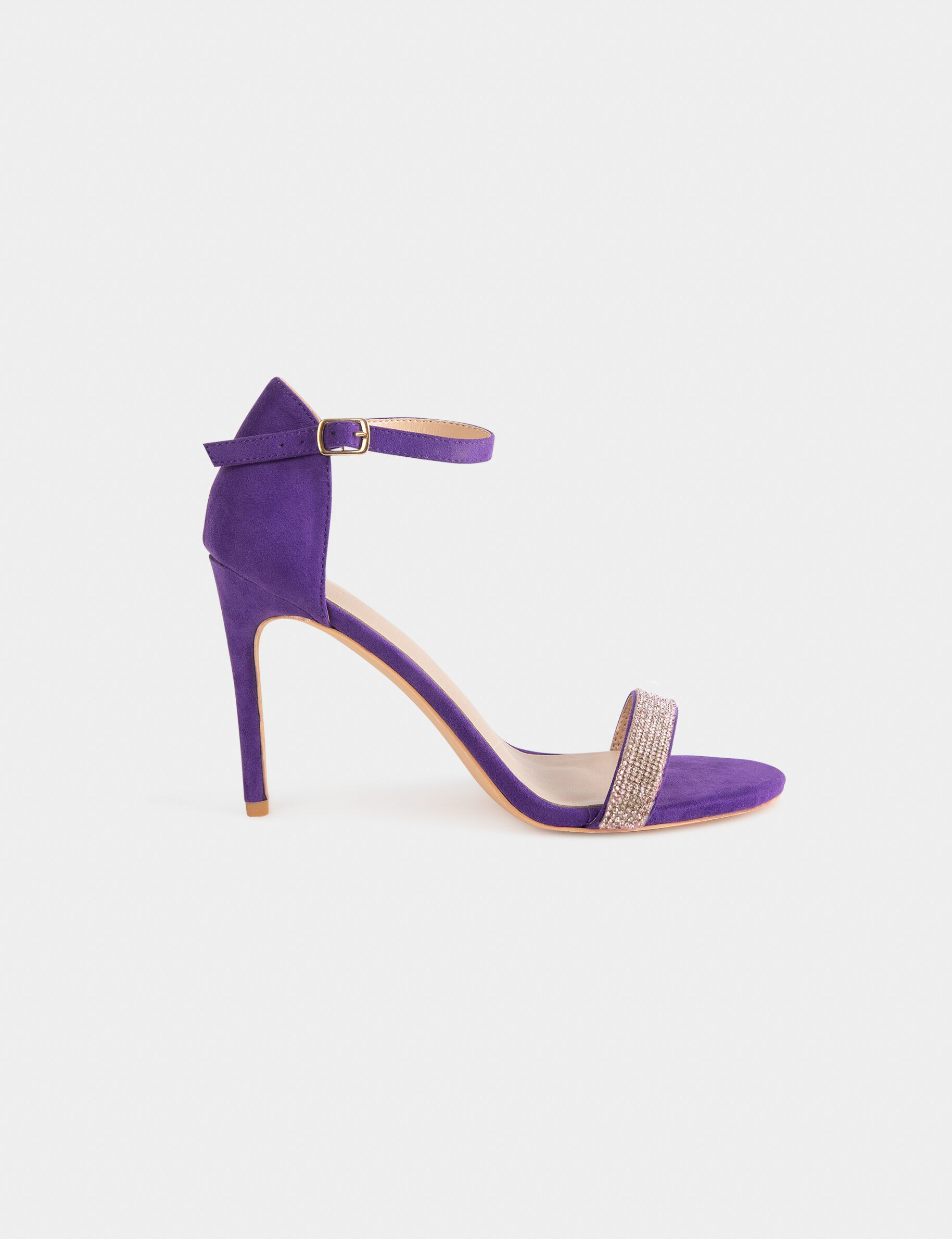Sandales à talons avec détails bijoux violet fonce femme - violet_fonce
