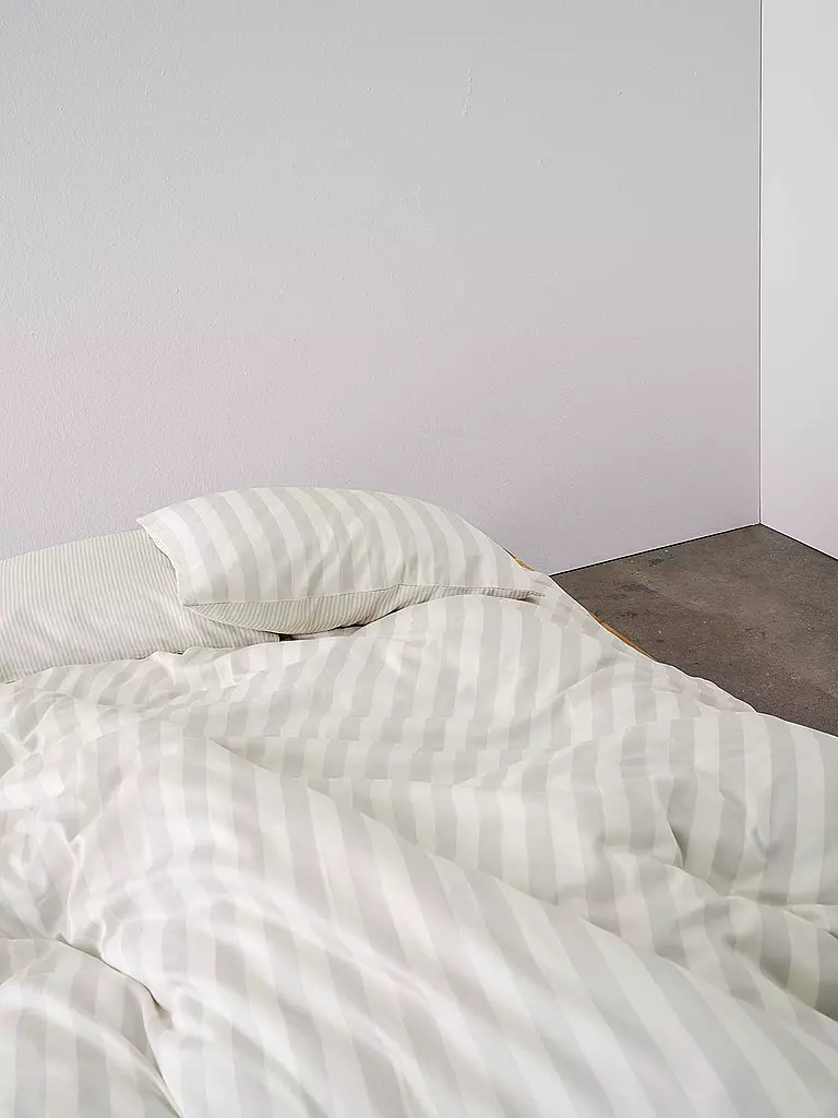MARC O'POLO HOME Satin Bettwäsche CLASSIC STRIPE 70x90cm/140x200cm Silver hellgrau