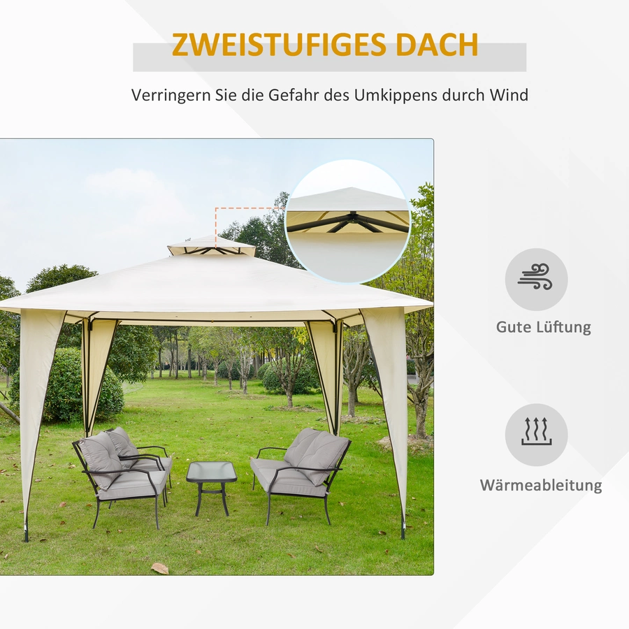 Outsunny Pavillon mit Doppeldach beige