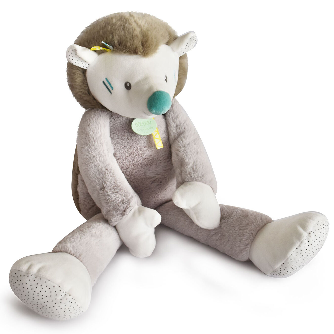 Doudou et Compagnie Doudou Hérisson Tiwipi gris - 33x60x16 cm