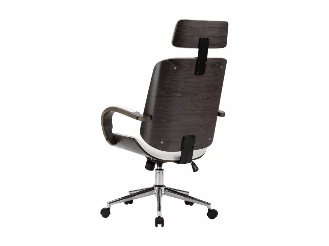 Chaise de bureau avec appuie-tête Blanc Similicuir et bois