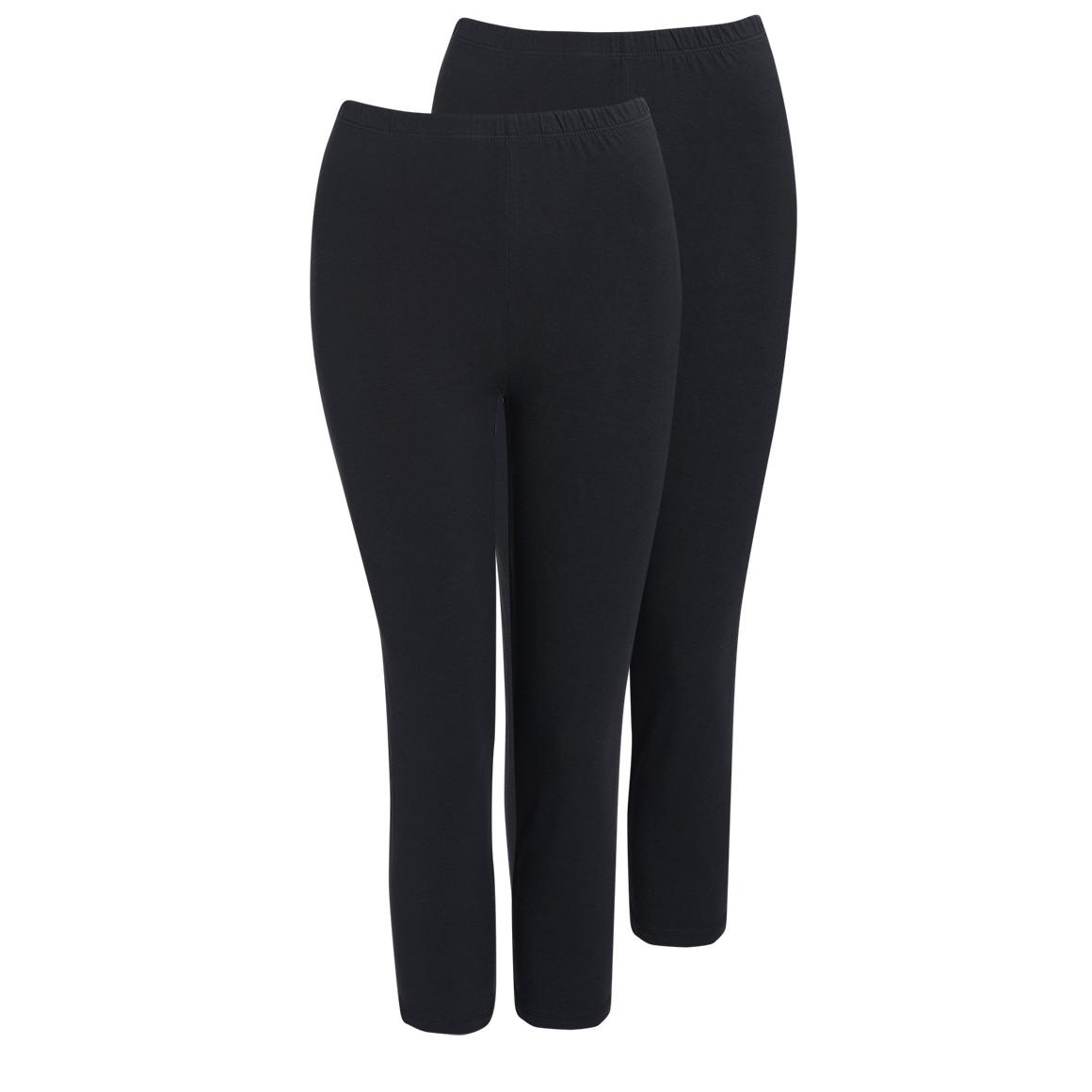 Famy 2 Damen 3/4-Leggings unifarben schwarz
