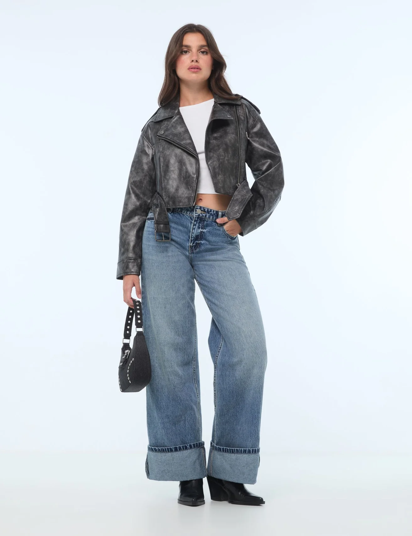 Veste biker grise