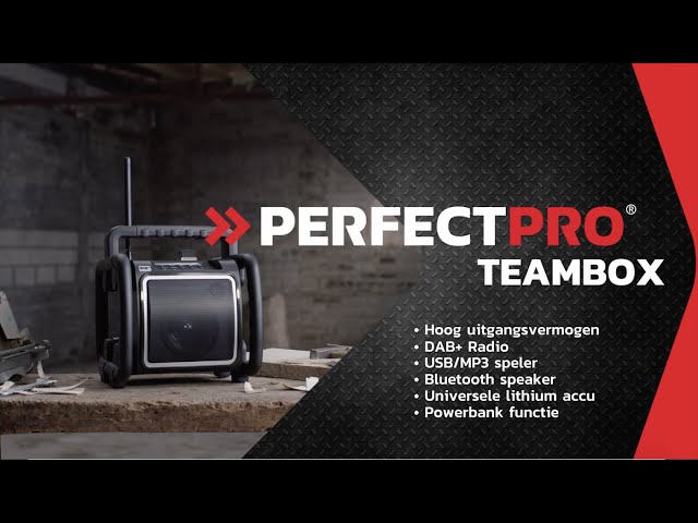 PerfectPro TEAMBOX TBX2 Bouwradio - FM RDS - DAB  - Bluetooth - AUX In - Oplaadbaar (ingebouwde Lithium accu)
