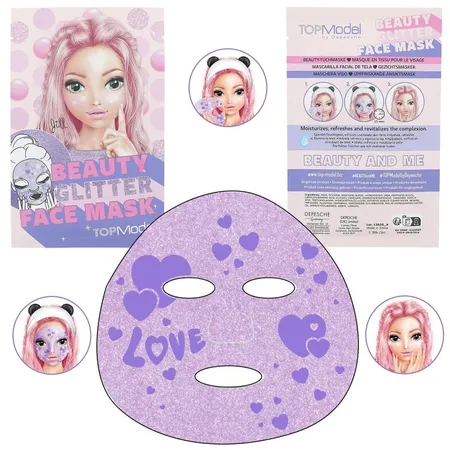 Depesche TOPModel Tuchmaske Glitzer BEAUTY and ME, 1 Stück; 3-fach sortiert