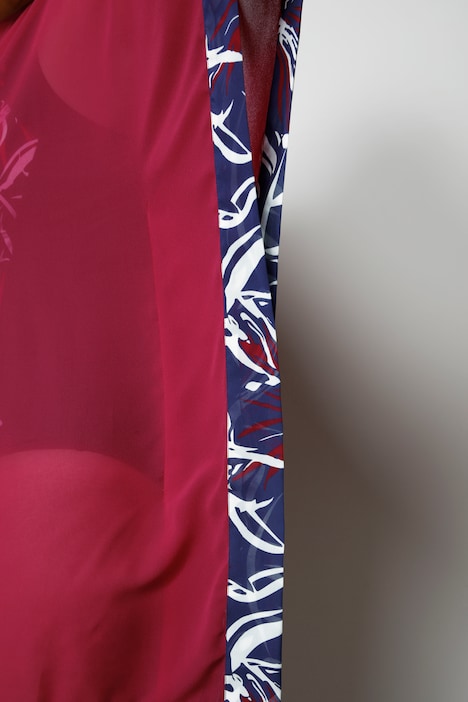 Tunika, oversized, Mesh, gemusterte Kanten