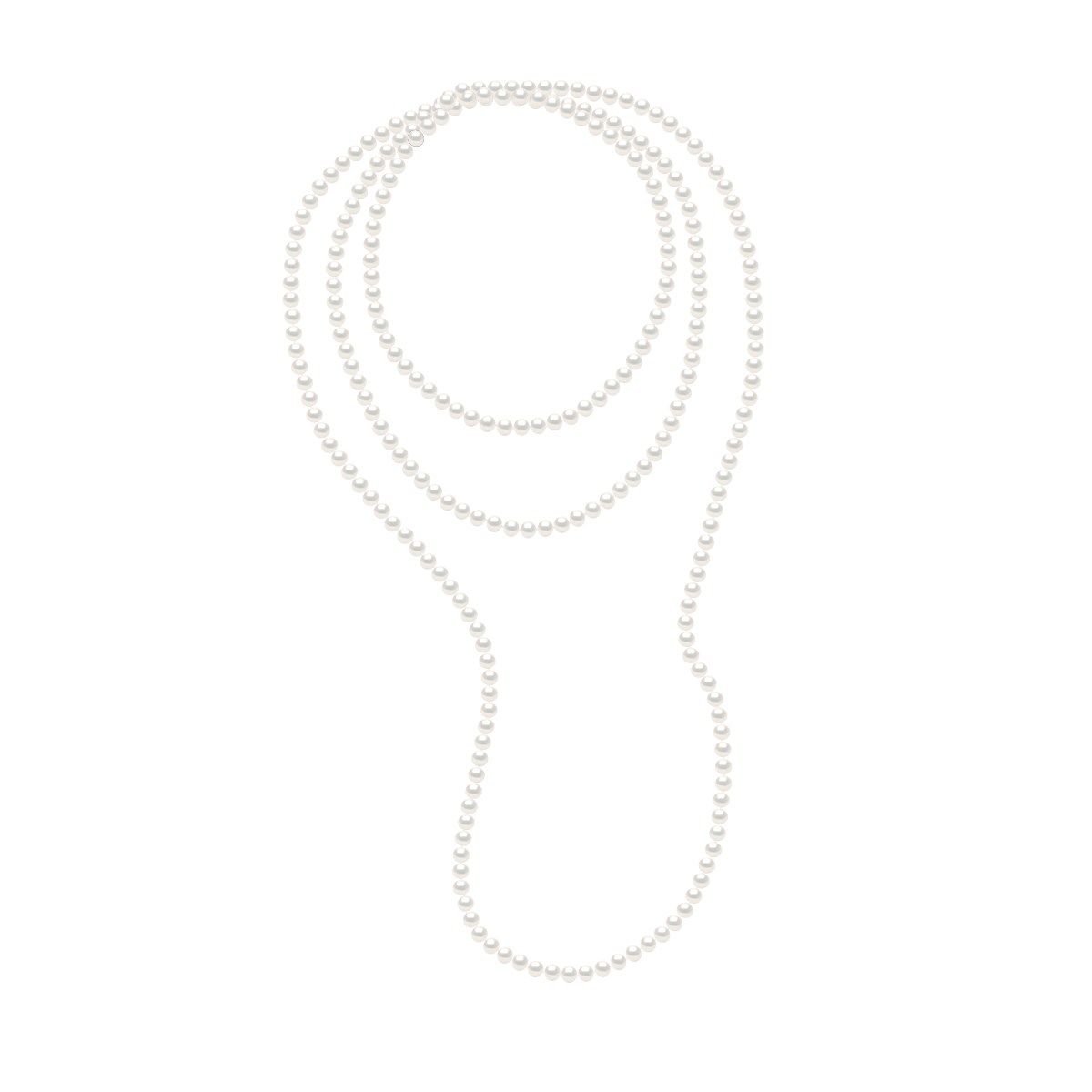 Sautoir OPERA Perles d'Eau Douce 6-7 mm Blanches Longueur 160 cm