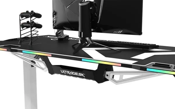 Ultradesk Force, Lige, Friform facon, Spil, Sort, Hvid, Rød/grøn/blå, 1660 mm