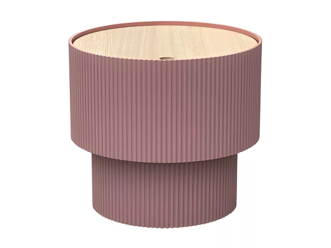 Sand I - Table d'appoint avec rangement en bois ø38,5cm - Terracotta