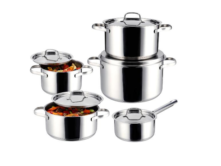 Set van 5 RVS pannen
