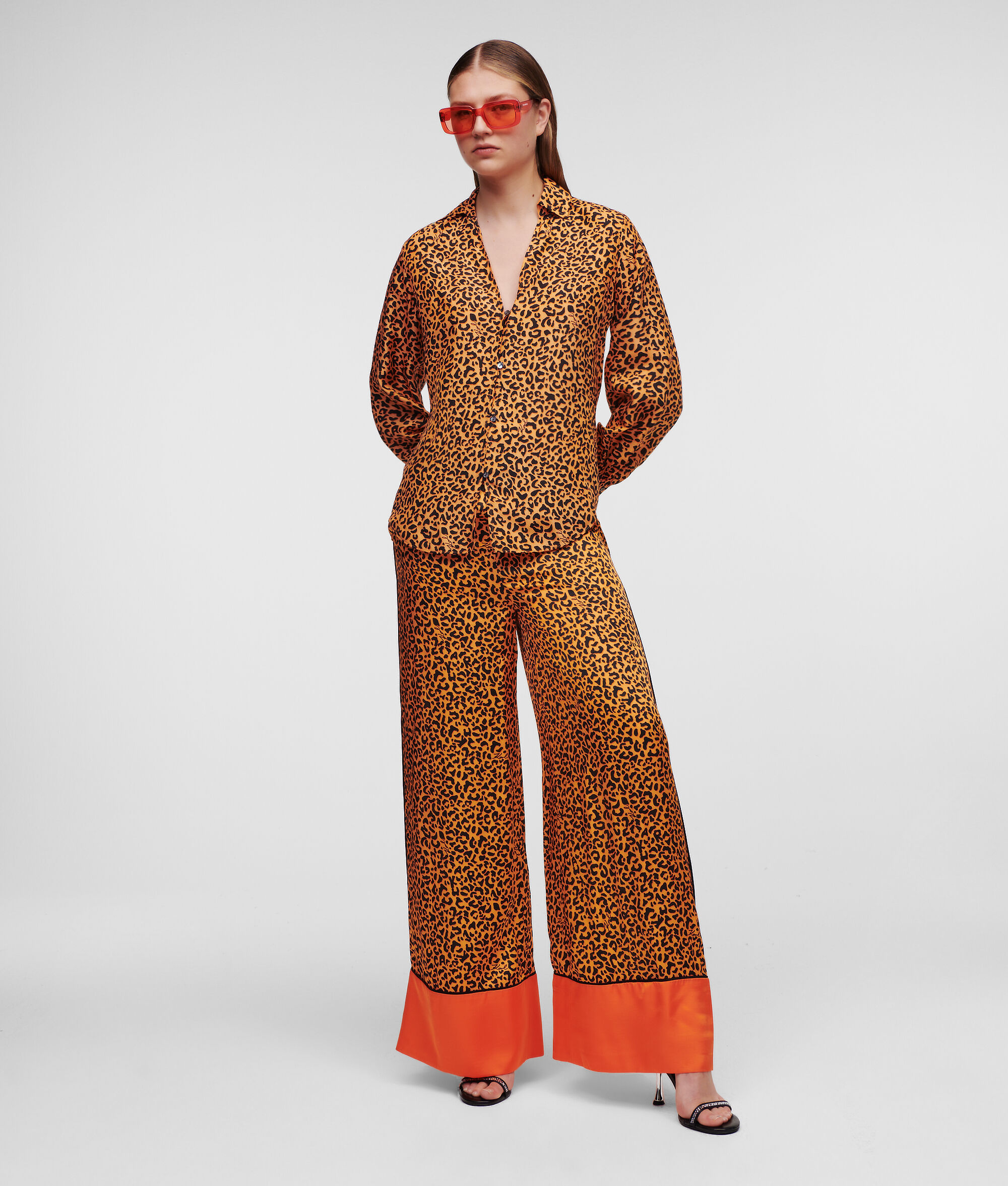 PANTALON LARGE À IMPRIMÉ LÉOPARD