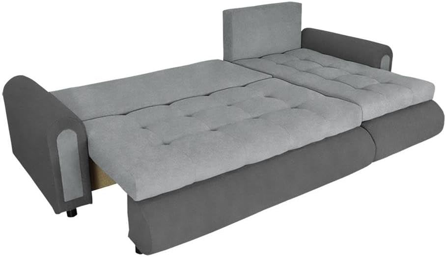 Romeo Ecksofa mit Schlaffunktion und Bettkasten – Modernes L-Sofa 3-Sitzer 232x143x80 cm – Komfortables Schlafsofa aus Premium Stoff Grau-Graphit, platzsparend & elegant fürs Wohnzimmer﻿