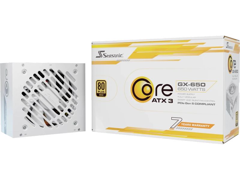 Seasonic Netzteil CORE GX Weiss ATX 3.1 650 W Leises und effizientes Netzteil mit ATX 3.1-Standard