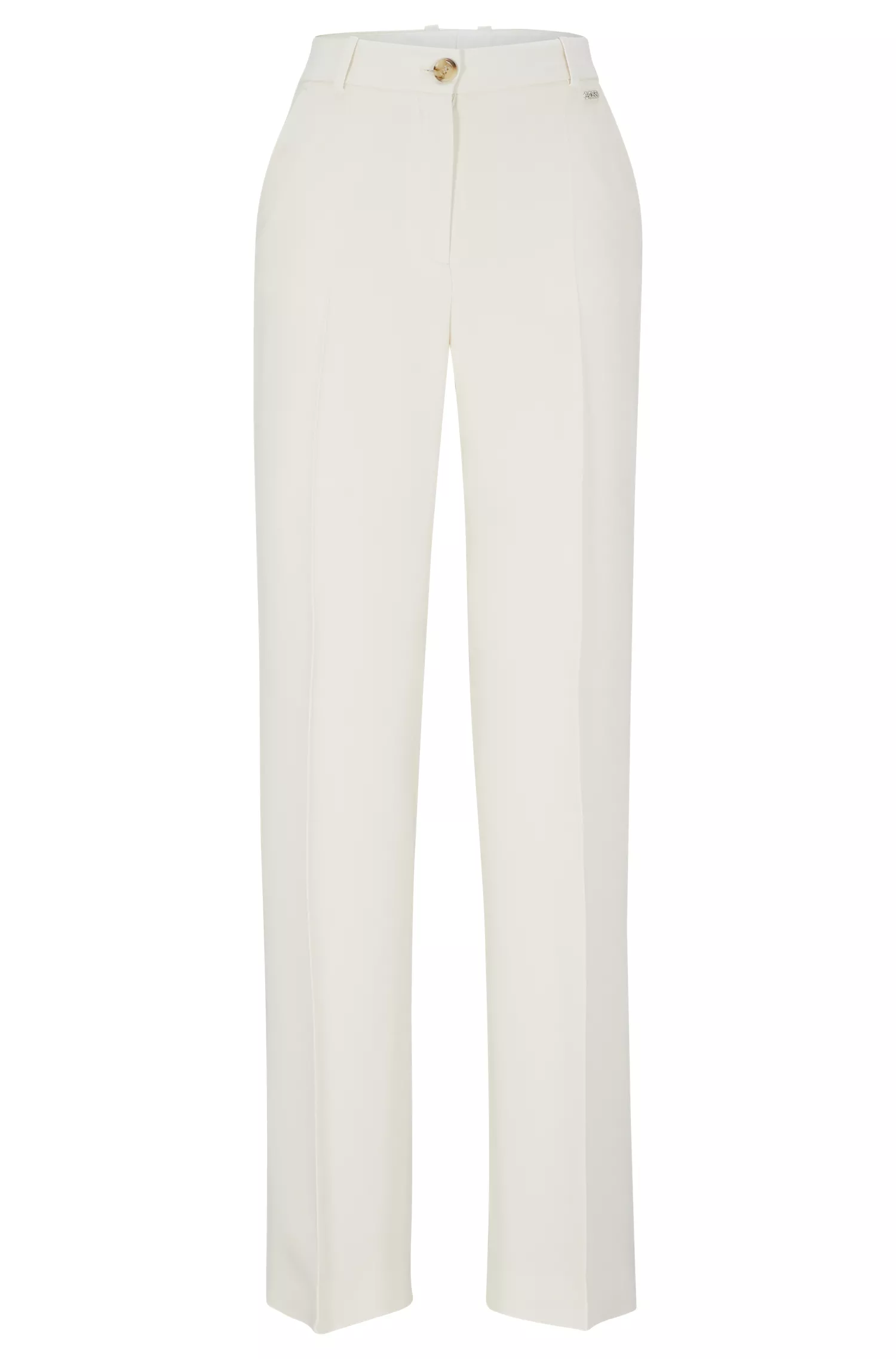 Calça BOSS preta, corte regular com perna boca de sino.