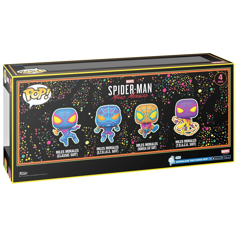 POP! Vinyl: Marvel Spider-Man Miles Morales 4er-Pack Schwarzlicht
