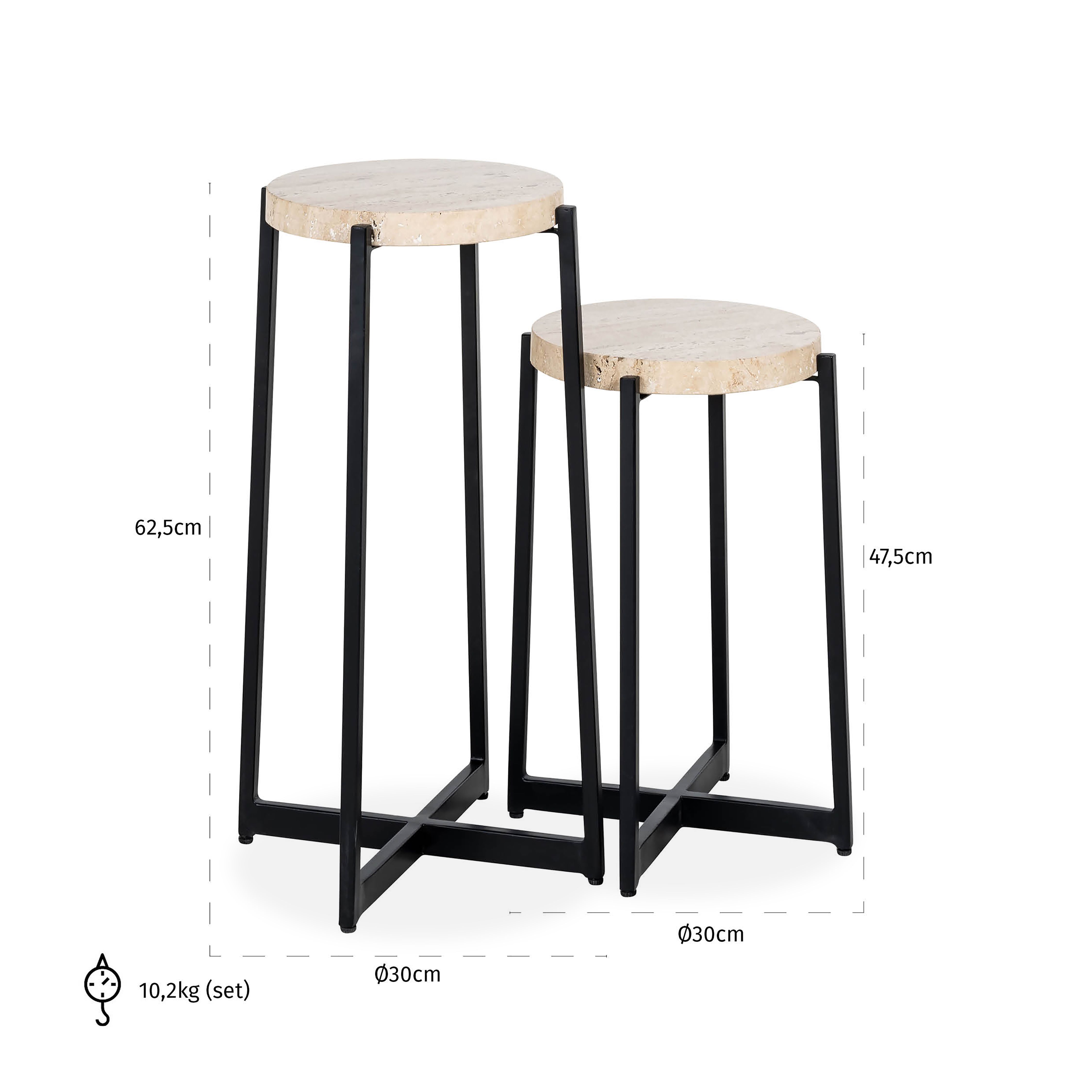 Bijzettafel set 825277 Dillinger ⌀30  x H62.5 cm