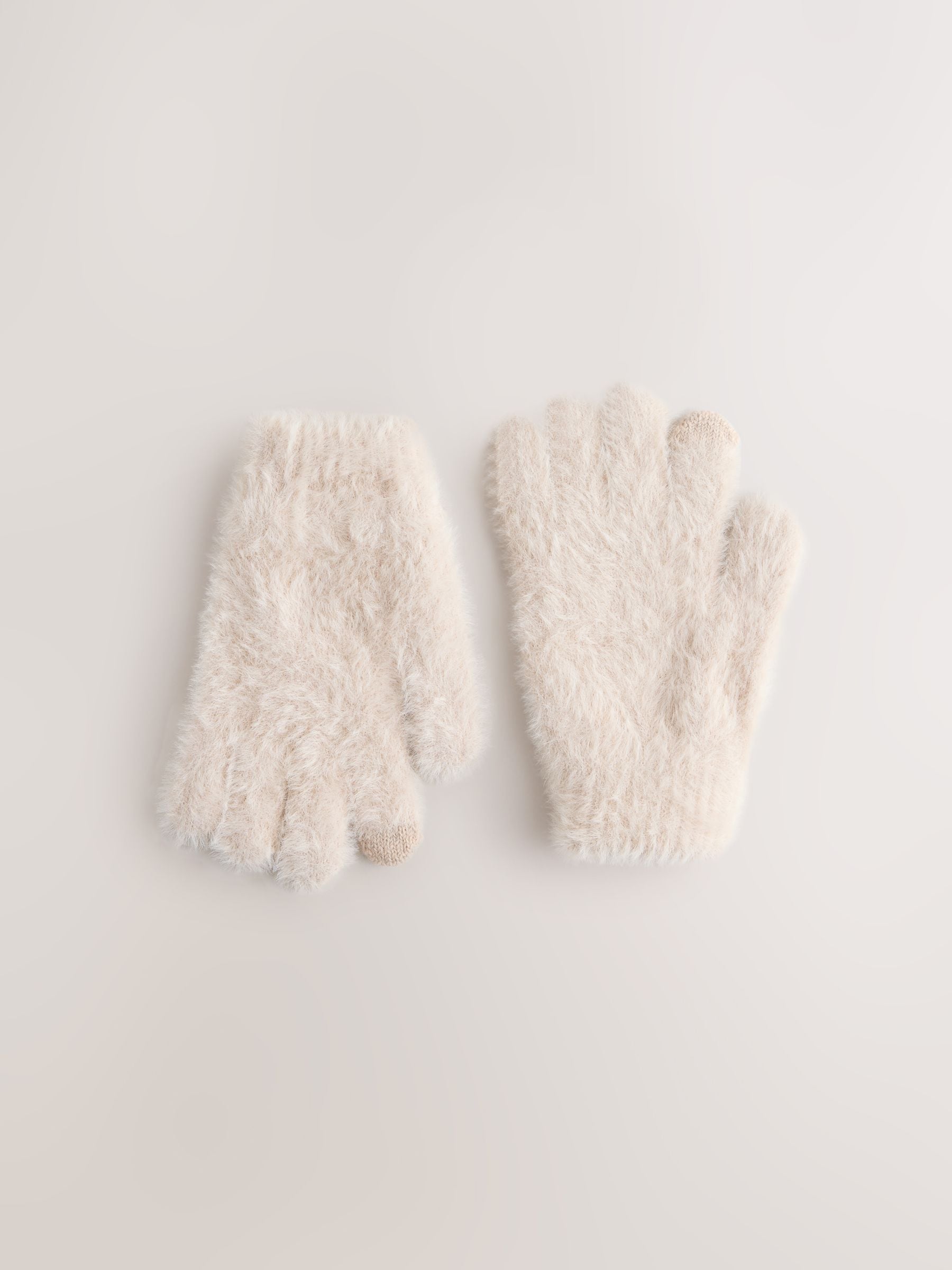 Crème - Pluizige handschoenen (3-16jaar)