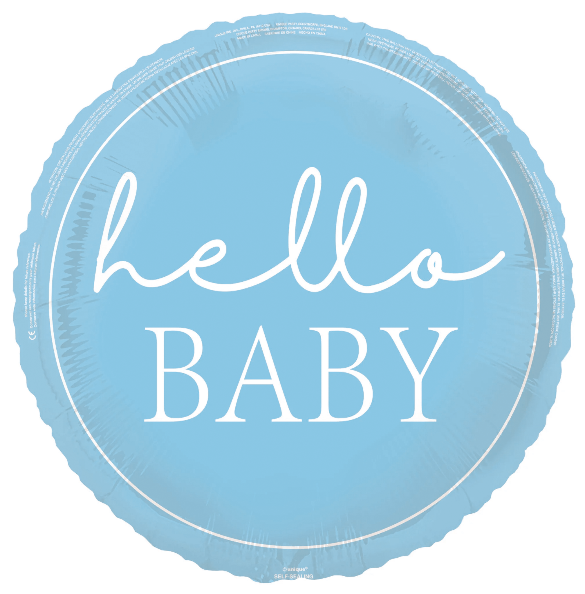 Hello Baby Helium Ballon Blauw 45cm