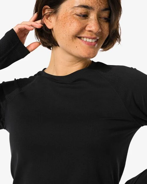 t-shirt de sport femme sans coutures noir