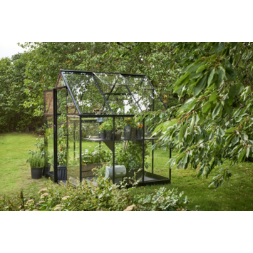 Tuinkas Royal Well Qube 66 zwart gecoat met 3mm veiligheidsglas