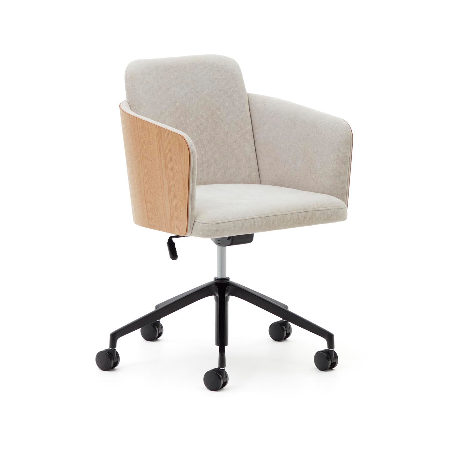 Kave Home Schreibtischdrehstuhl MADAI beige/braun/schwarz