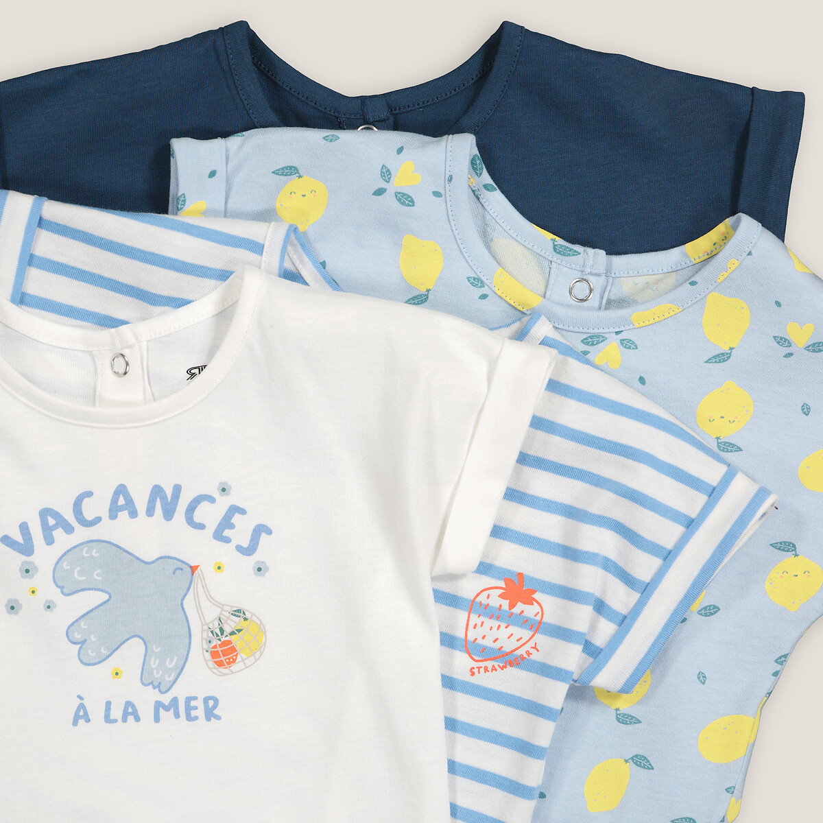 COLEÇÃO LA REDOUTE<br>Conjunto de 4 camisetas de gola redonda