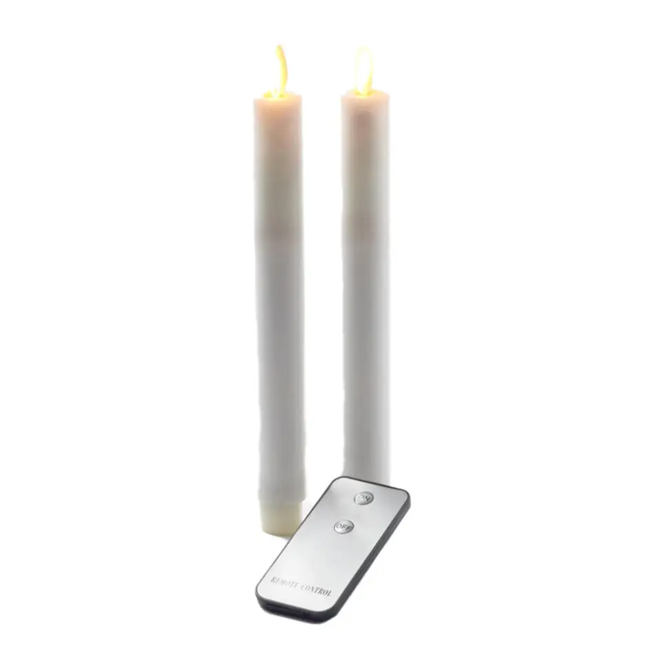 Anna's Collection Dinerkaarsen - wit - 2 stuks - LED - 23 cm