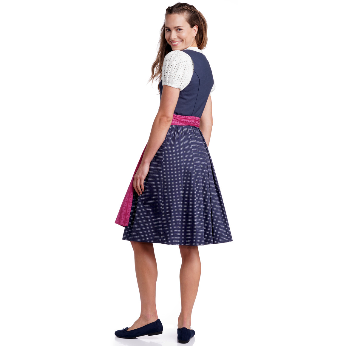 Gina Benotti Damen Dirndl mit floralem Muster dunkelblau / pink