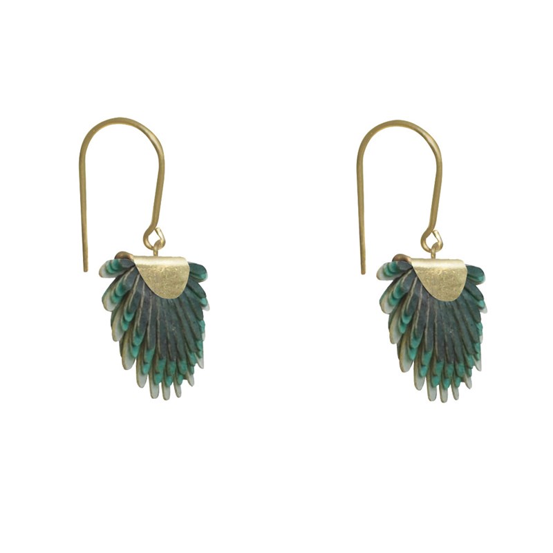 Boucles d'Oreilles Laiton Feuille en Cuir