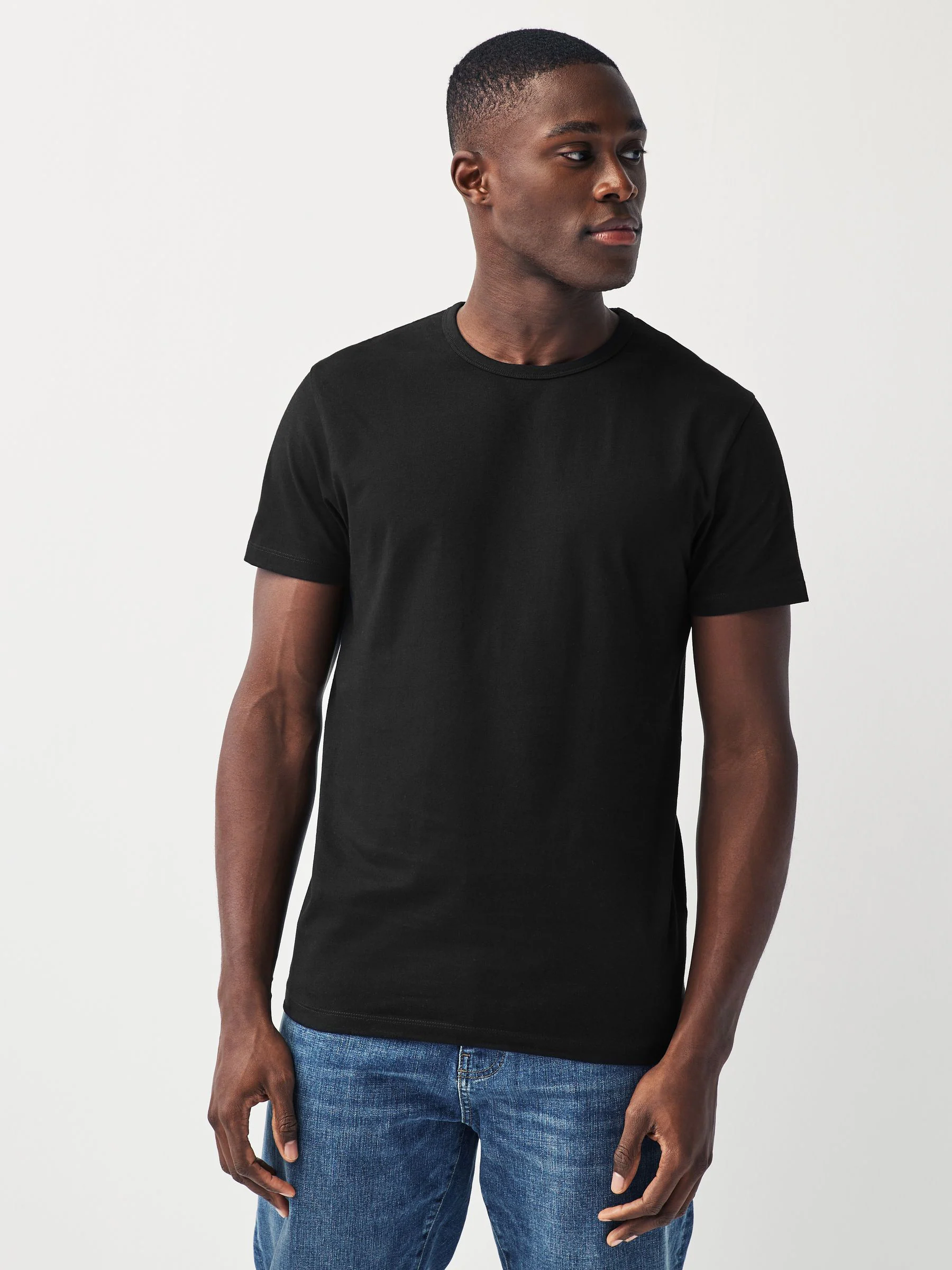 Zwart/gemêleerd grijs/wit/marineblauwe - Slim Fit - Set van 5 100% katoenen T-shirts met laagjes