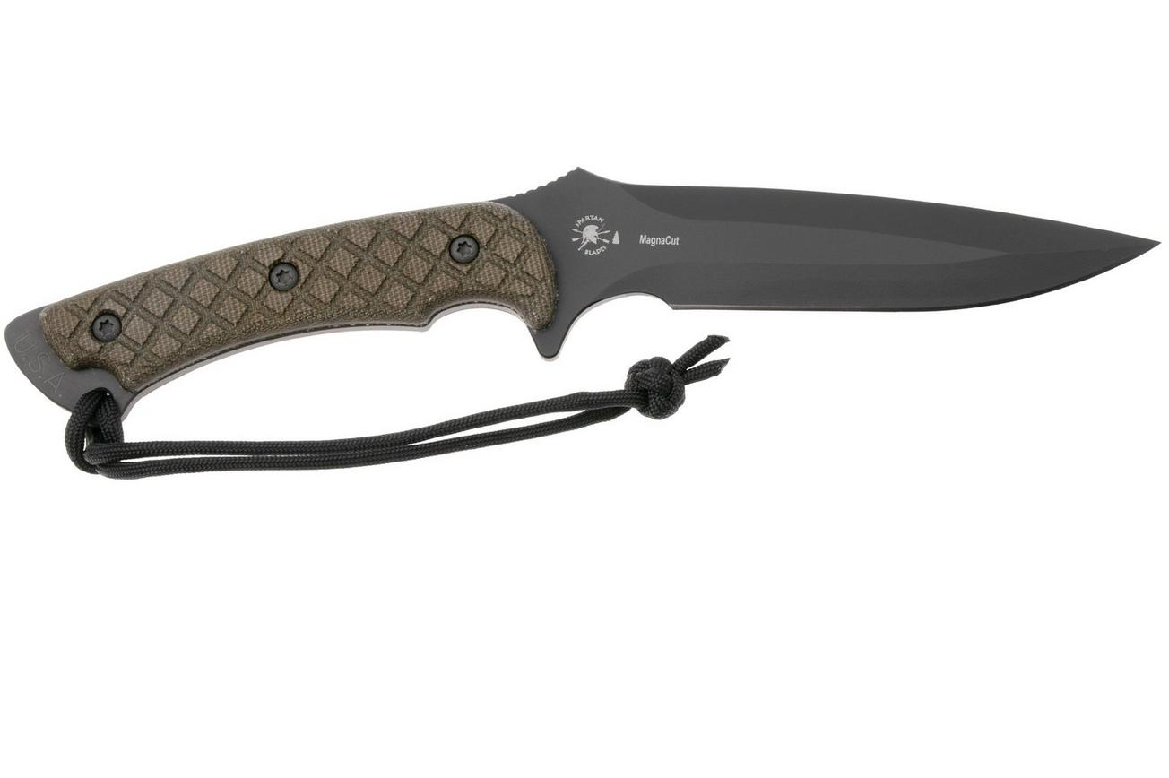Spartan Blades Ares SB1BKGRKYBK Black, Green Micarta, survivalmes, kydex schede