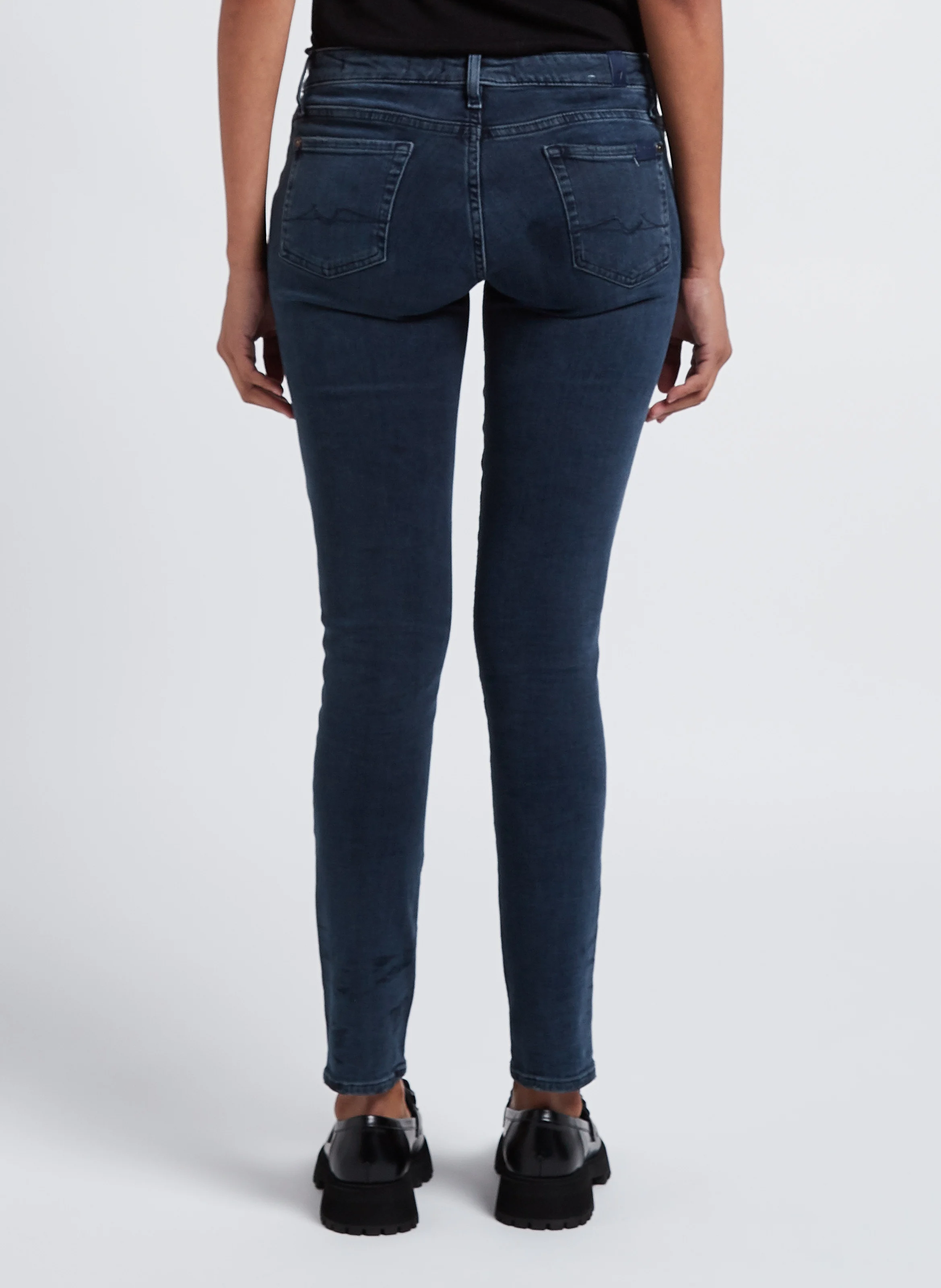 PYPER - Jean skinny taille basse en denim délavé | Bleu