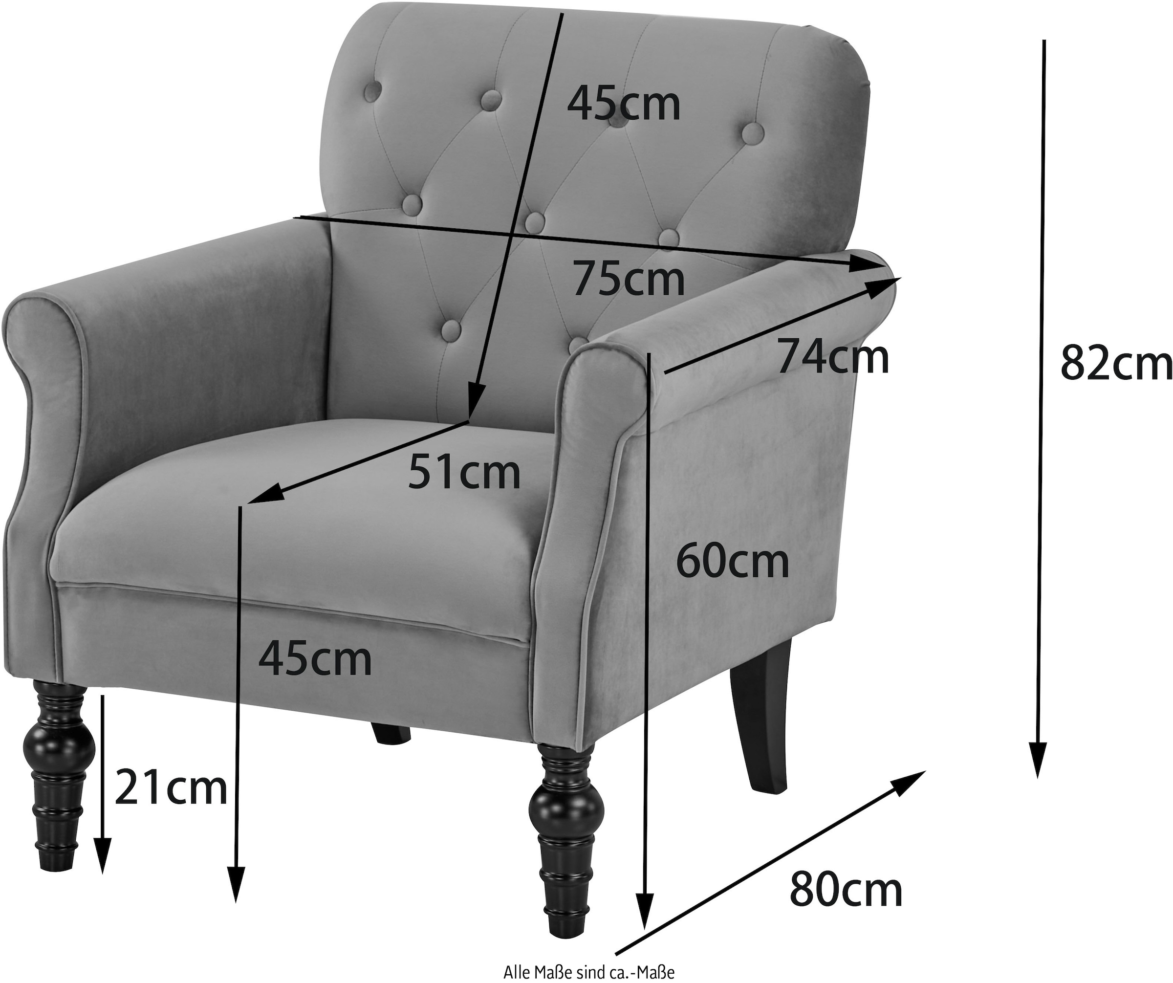 Home affaire Sessel »RANNA, Sessel Wohnzimmer in Chesterfield-Optik« mit Knopf-Steppung, in Samt und Webstoff