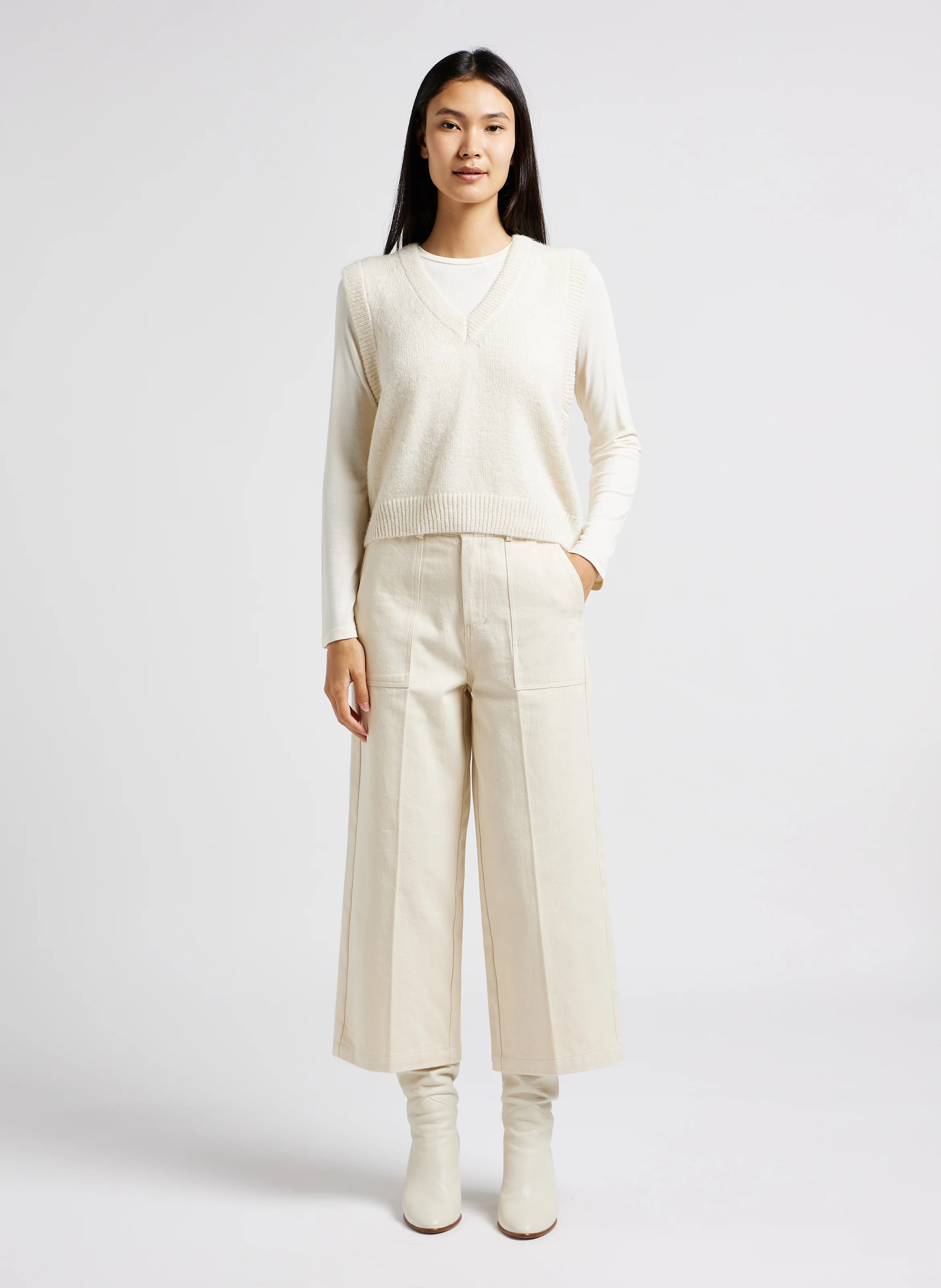 LEOPOLD - Pantacourt taille mi-haute en coton | Beige