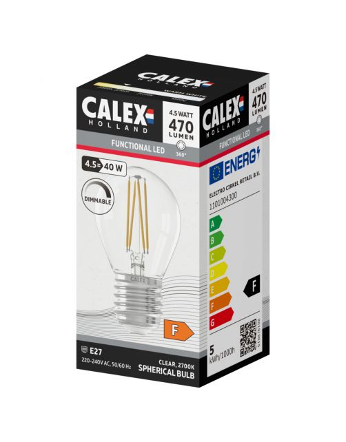 Calex Led Kogel Helder Straight Filament E27 4.5w 470lm - Lichtbron -