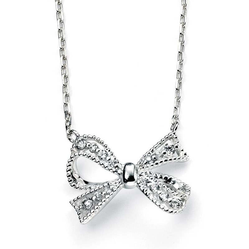 Collier noeud de papillon zirconium en argent 925/1000