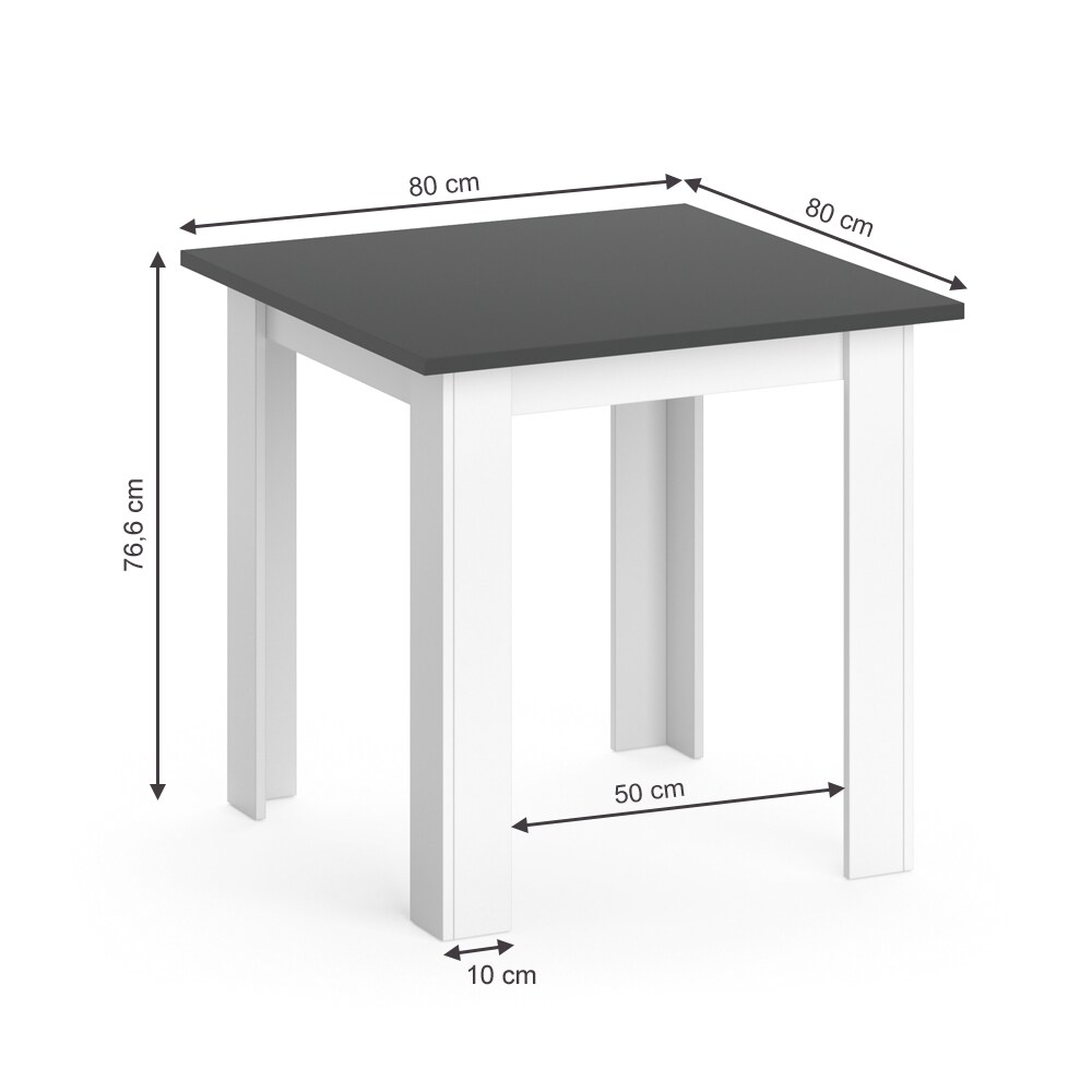 VICCO Esstisch KARLOS Esszimmertisch 80cm Weiß Anthrazit Wohnzimmer Küchentisch