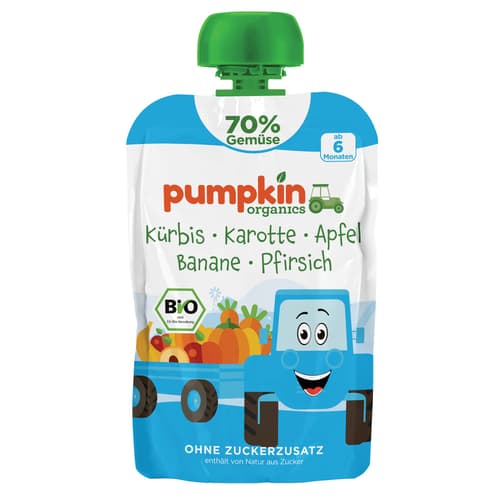 Pumpkin Organics BIO Wonne Gemüsepüree aus Kürbis, Karotte mit Apfel, Banane, Pfirsich