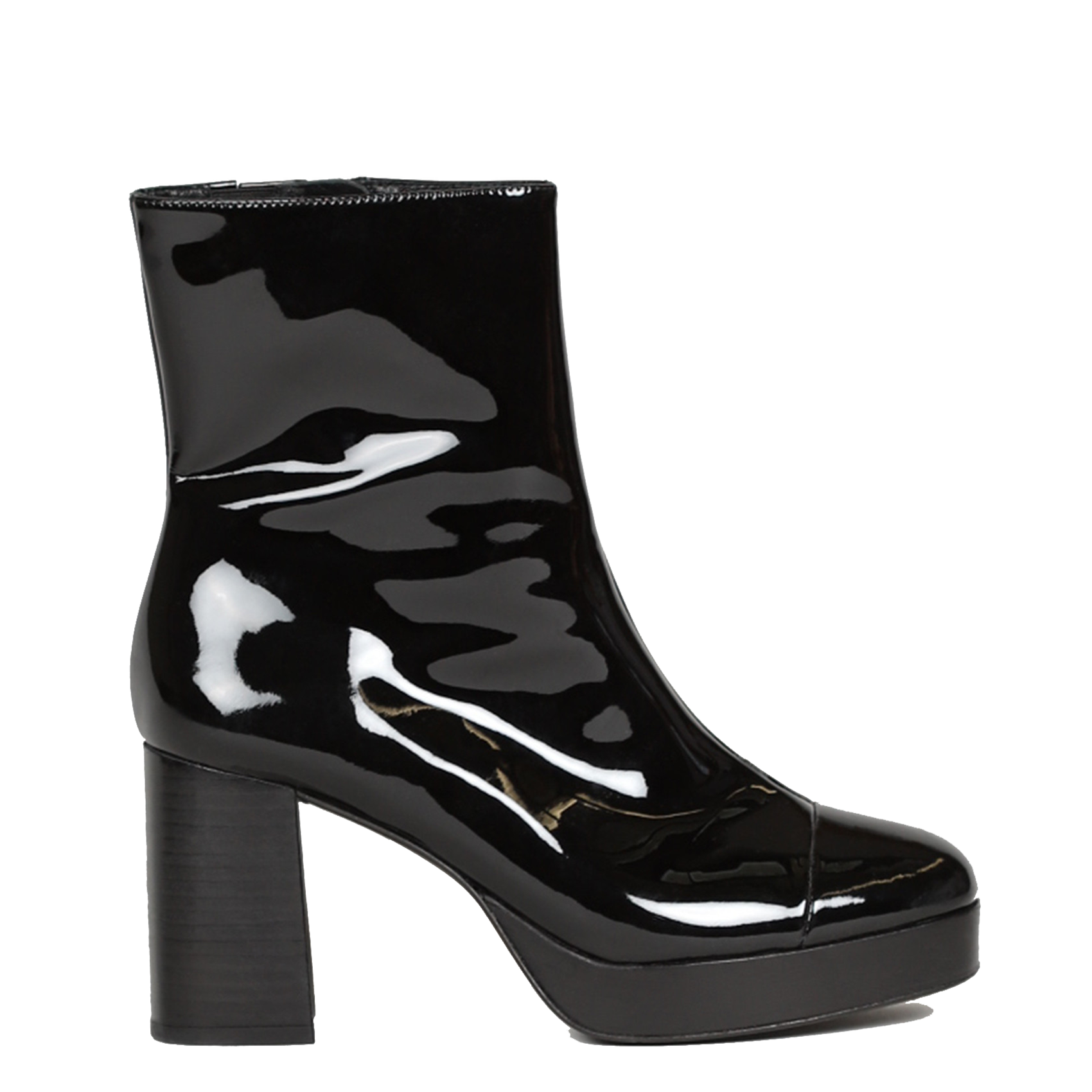 CLUB - Bottines en cuir vernis| Noir