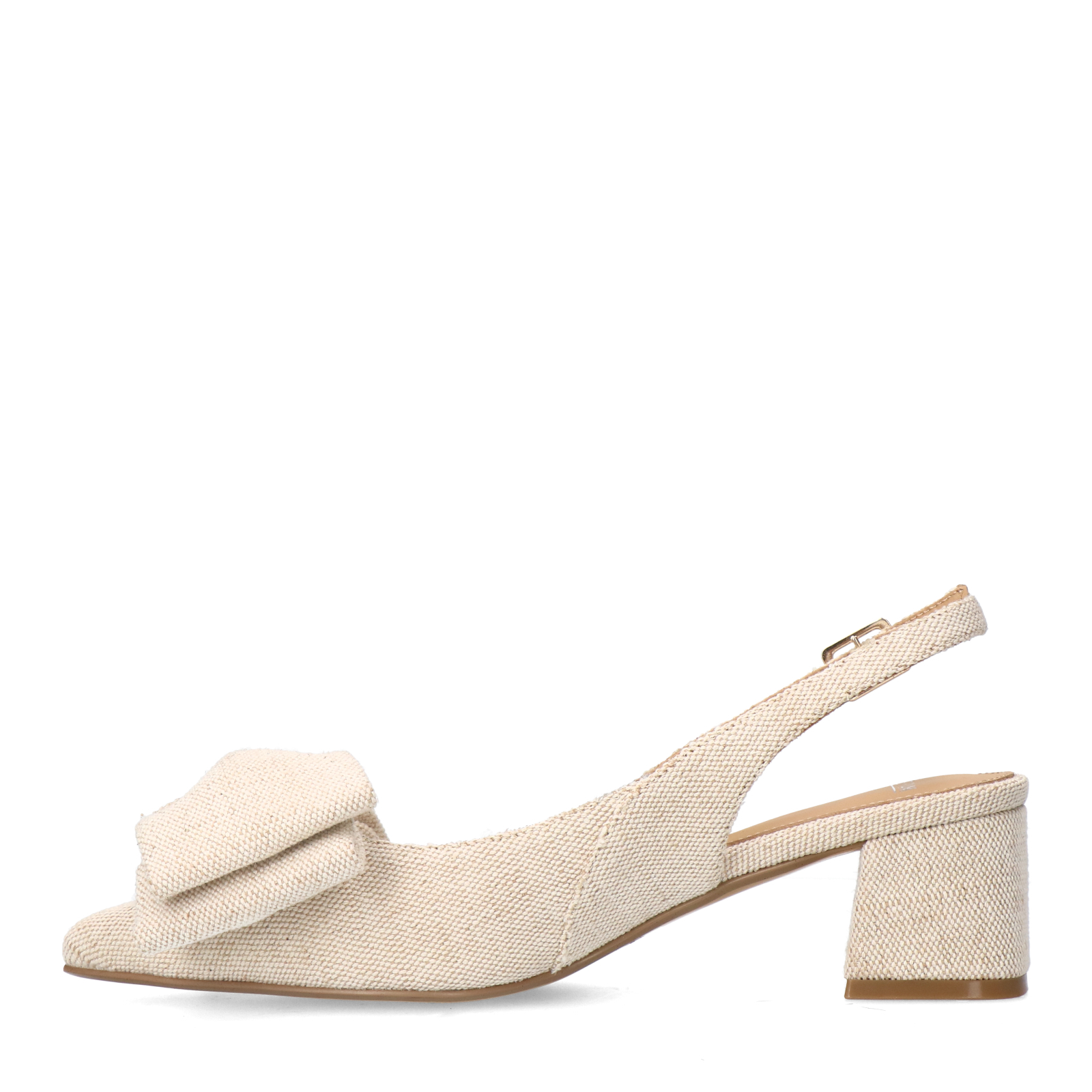 Beige slingbacks met strik