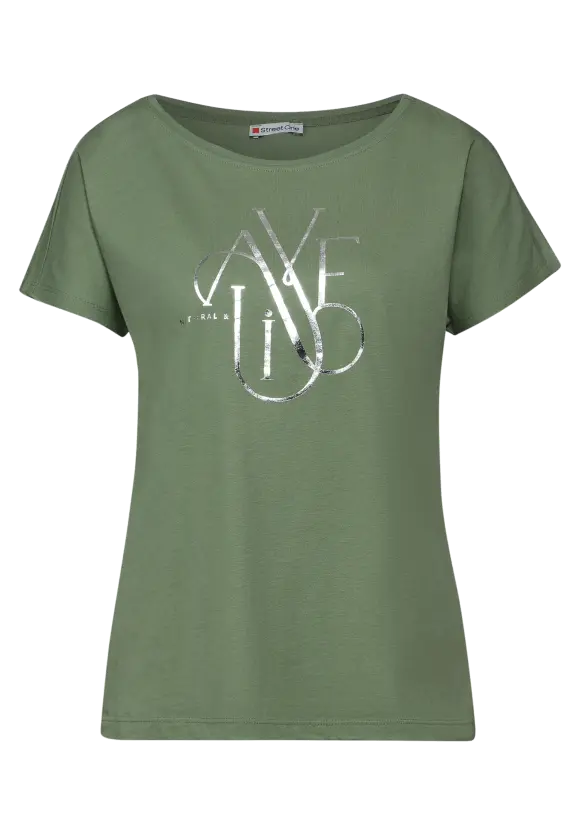 T-Shirt mit Wording - dry salvia green