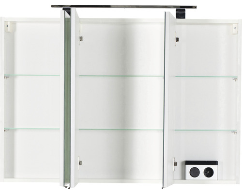 Marlin badkamerspiegelkast, 100 x 13,2 x 73,4 cm, mat wit, 3-deurs, LED