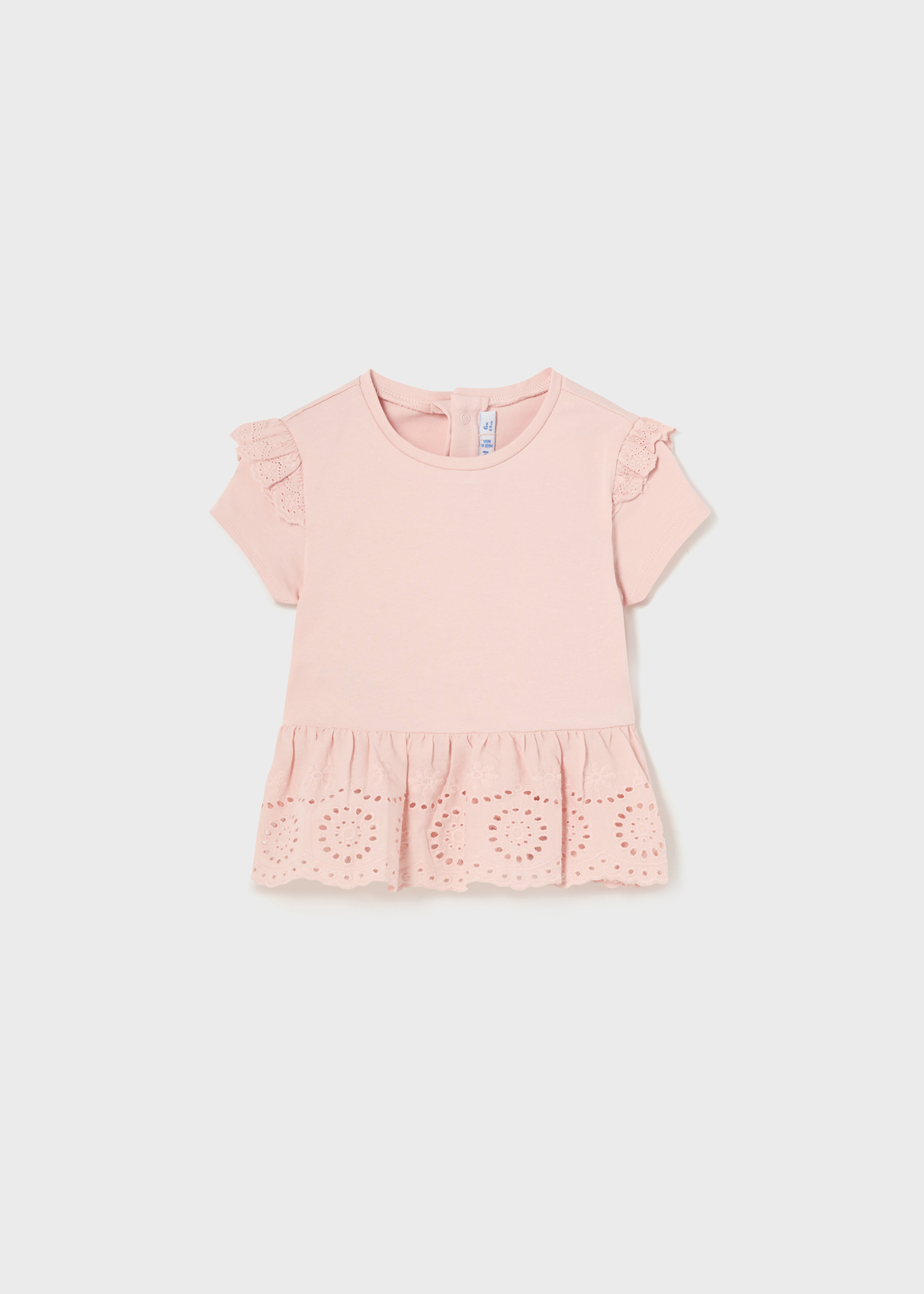 Camiseta com estampa perfurada feita de algodão sustentável para bebês