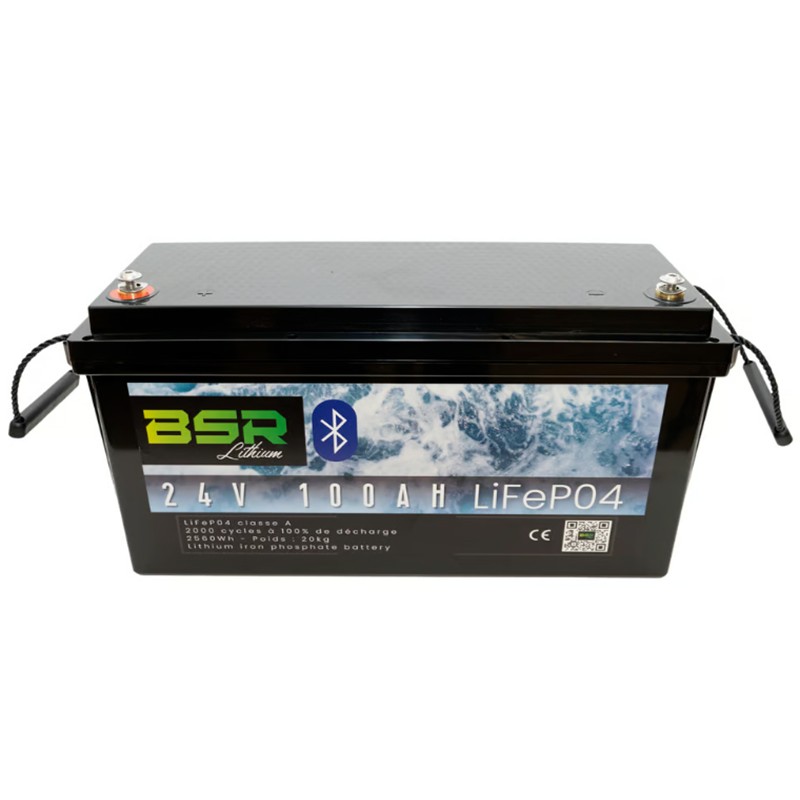Batterie Lithium Bsr Monobloc Lifepo4 24V100ah + Chargeur Non Étanche 10A