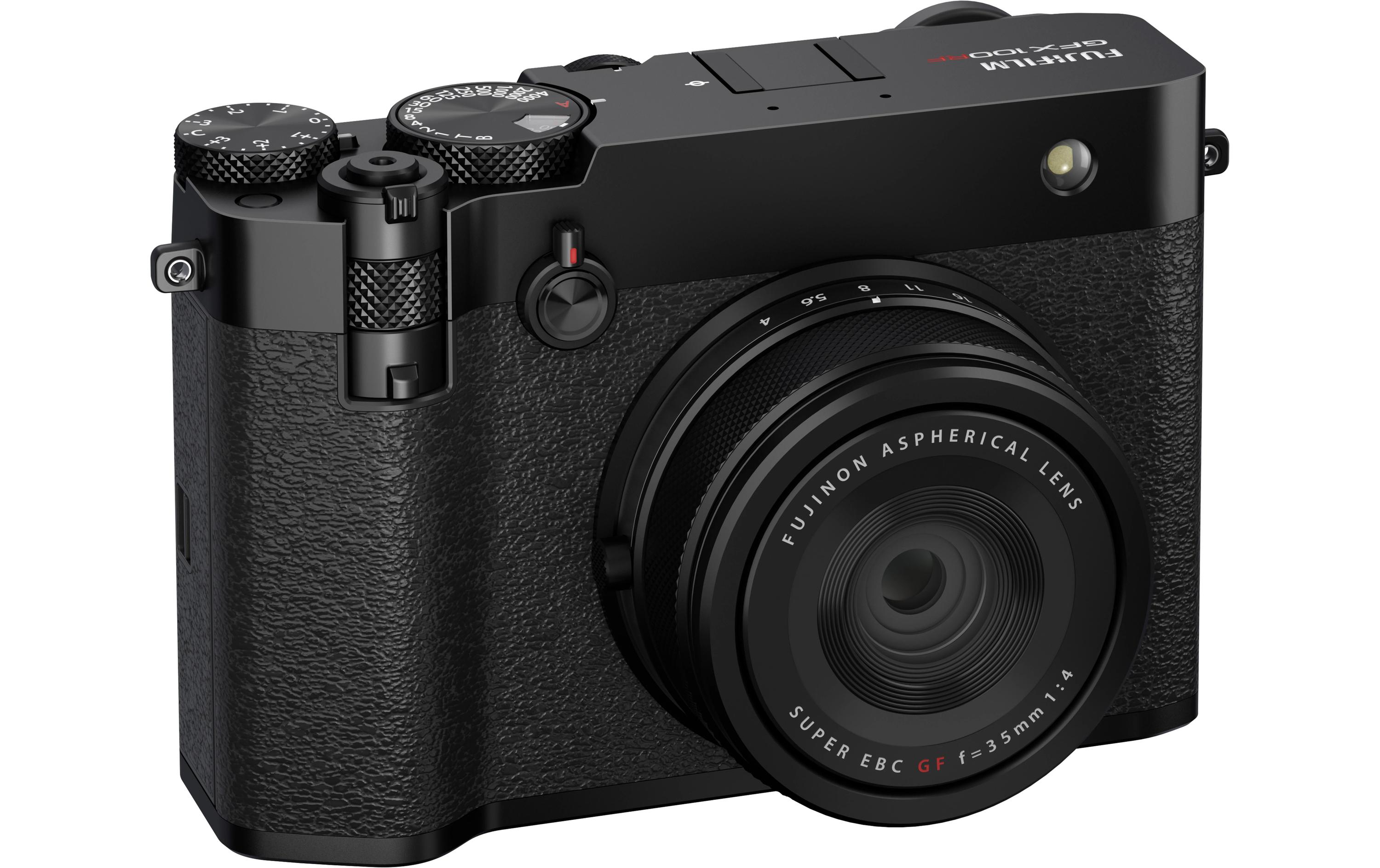 Fotokamera GFX 100RF Schwarz<br>GFX-Kamera mit fest verbautem Objektiv und bringt die Mittelformat-Bildqualität in ein ultrakompaktes Design