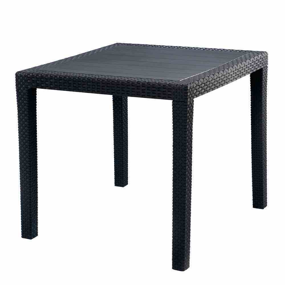 Bistrotisch KING - anthrazit - Rattanoptik - 79x79 cm