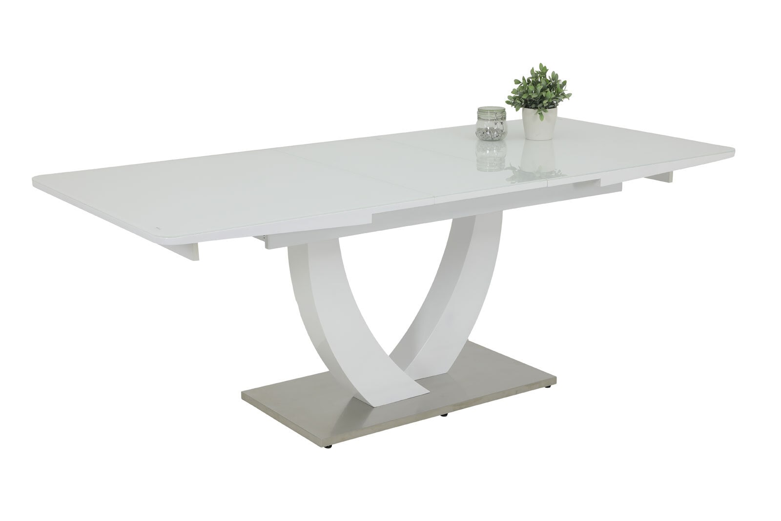 Tisch Maria Weiß/Edelstahl 160(200)x76x90