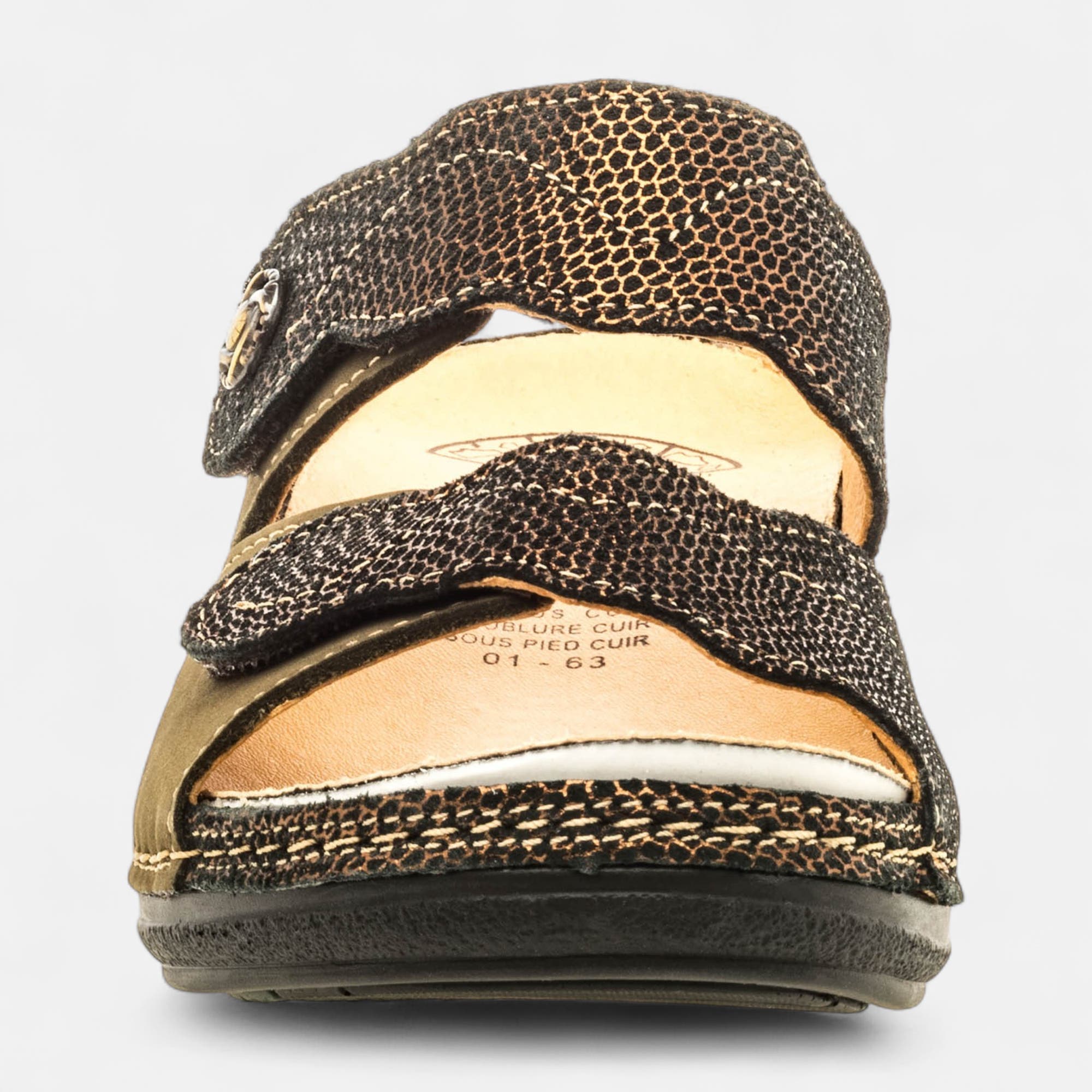 Nu-pieds confort Femme en cuir kaki