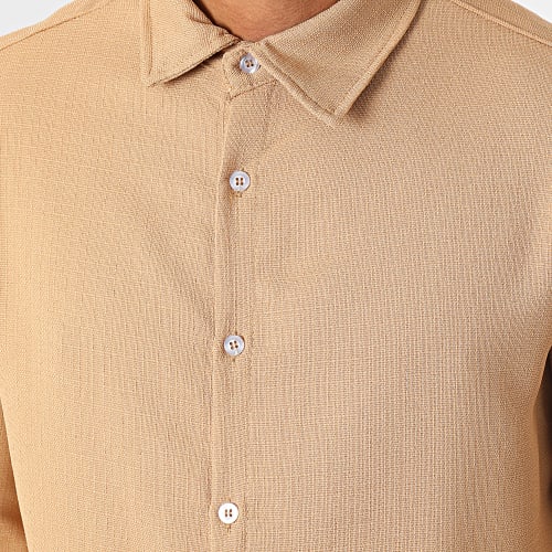 Ensemble Chemise Manches Longues Et Pantalon Jogging Ecru Camel